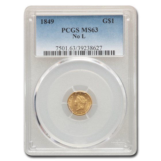1849 $1 Liberty Gold MS-63 PCGS (No L) 1849 $1 Liberty Gold MS-63 PCGS (No L)